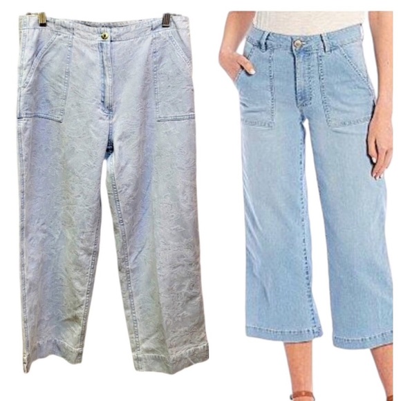 J Jill Sunwashed Damask Patch Pocket Crop Jeans - Picture 1 of 7